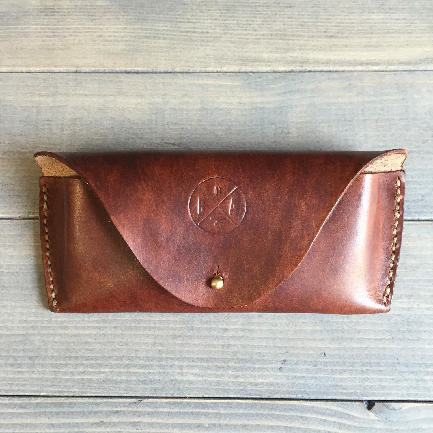 Leather Sunglass Case in Cognac Brown