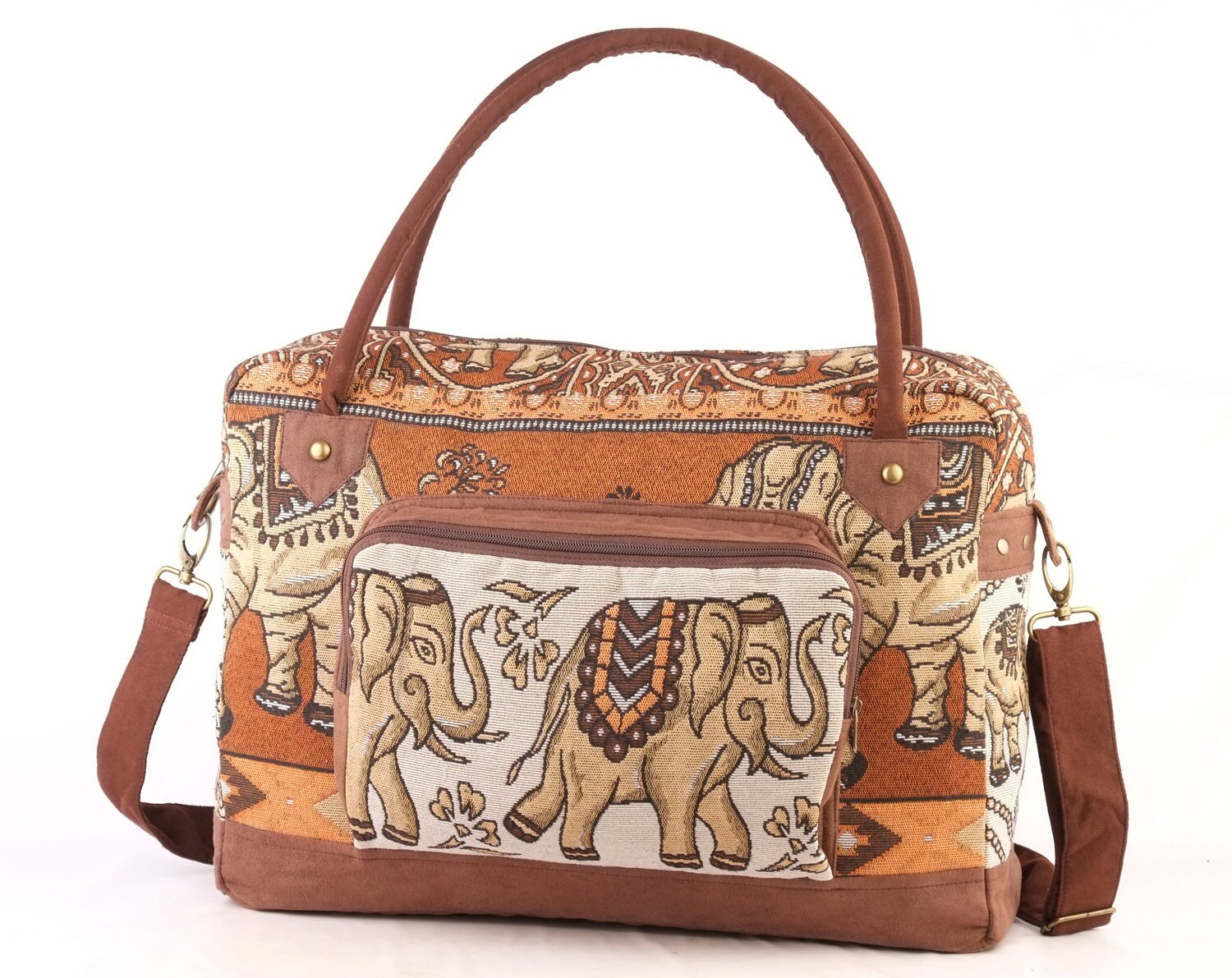 Orange Elephant Weekender Bag Overnight Bag Boho Gypsy