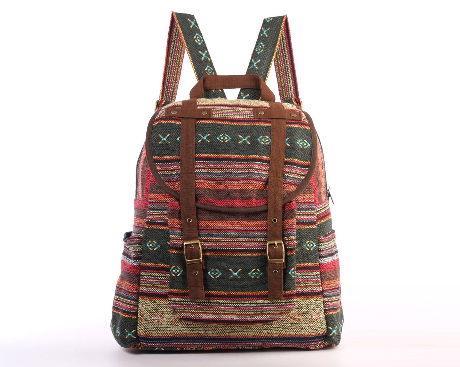 Woven Backpack Ethnic Tribes Rustic Folk Traditional Bag