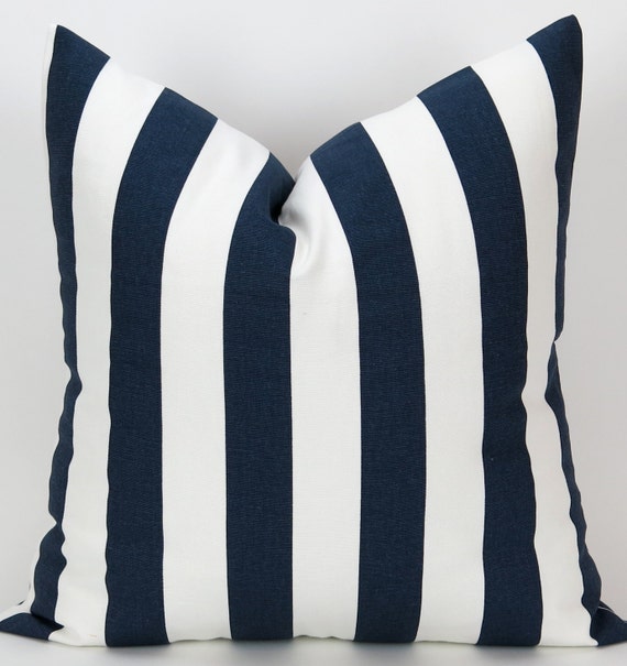 Navy Stripe Pillow Cover Accent Pillow Euro by DeliciousPillows
