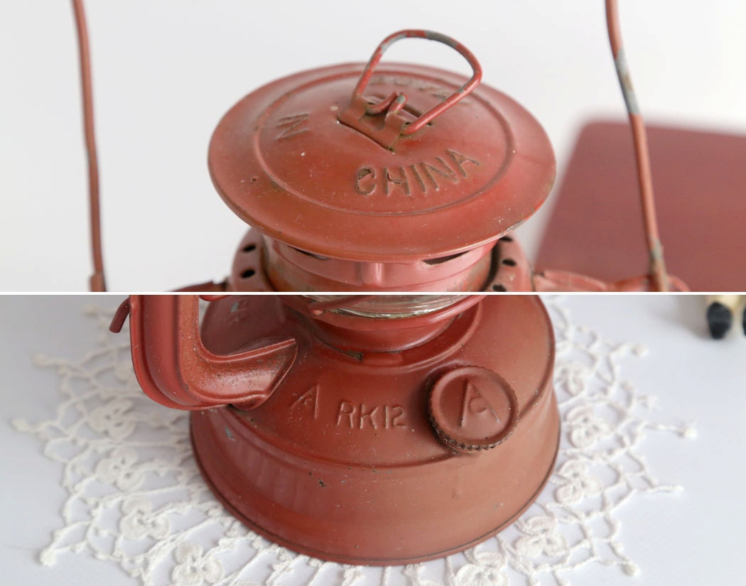 Vintage Dietz American Camper Lantern Red by TheHeirloomShoppe