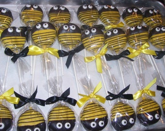 Bumble Bee or Ladybug Oreo Pops Baby Shower Birthday Party or Wedding Favors Bumble Bee Oreo Pop 1 dozen