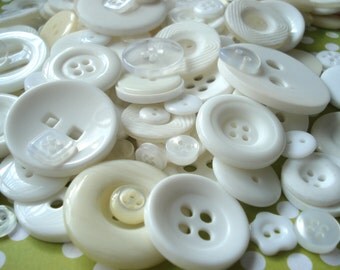 50 Mixed White Buttons Pack of White Buttons AM6