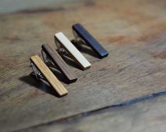 Wood tie clip handcrafted groomsmen fathers day gift ideas wooden tie clip