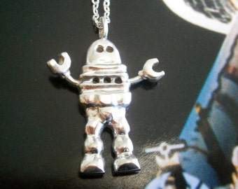 Sterling Silver Robot Pendant Charm