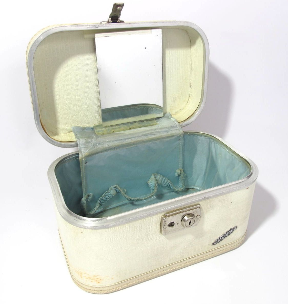 Vintage White Small Hard Shell Suitcase By Dairylandvintage