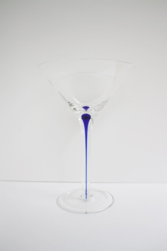 Lot of 3 Glasses Orrefors Intermezzo Blue Teardrop Martini