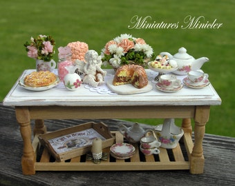 Miniature Dollhouse Table Shabby Chic Style