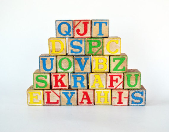 Vintage Colorful Children's Baby's Wood Blocks