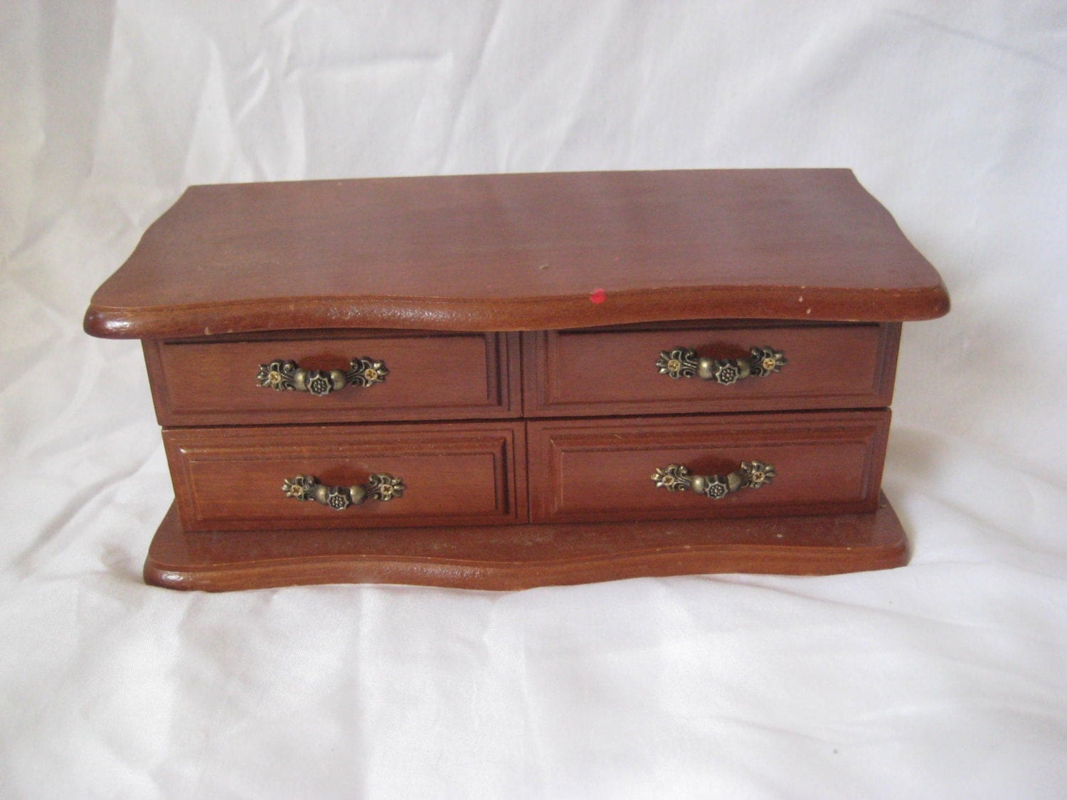 Vintage wood jewelry box dresser top jewelry box vintage 70s