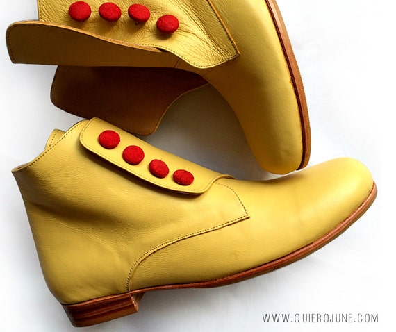 Bootie Yellow - Free shipping *** Leather boot. Woman boots. Handmade in Argentina