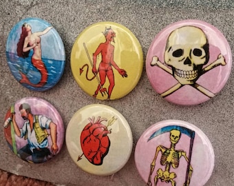 Mexican Loteria 1" six Button or Magnet set w/2 FREE!