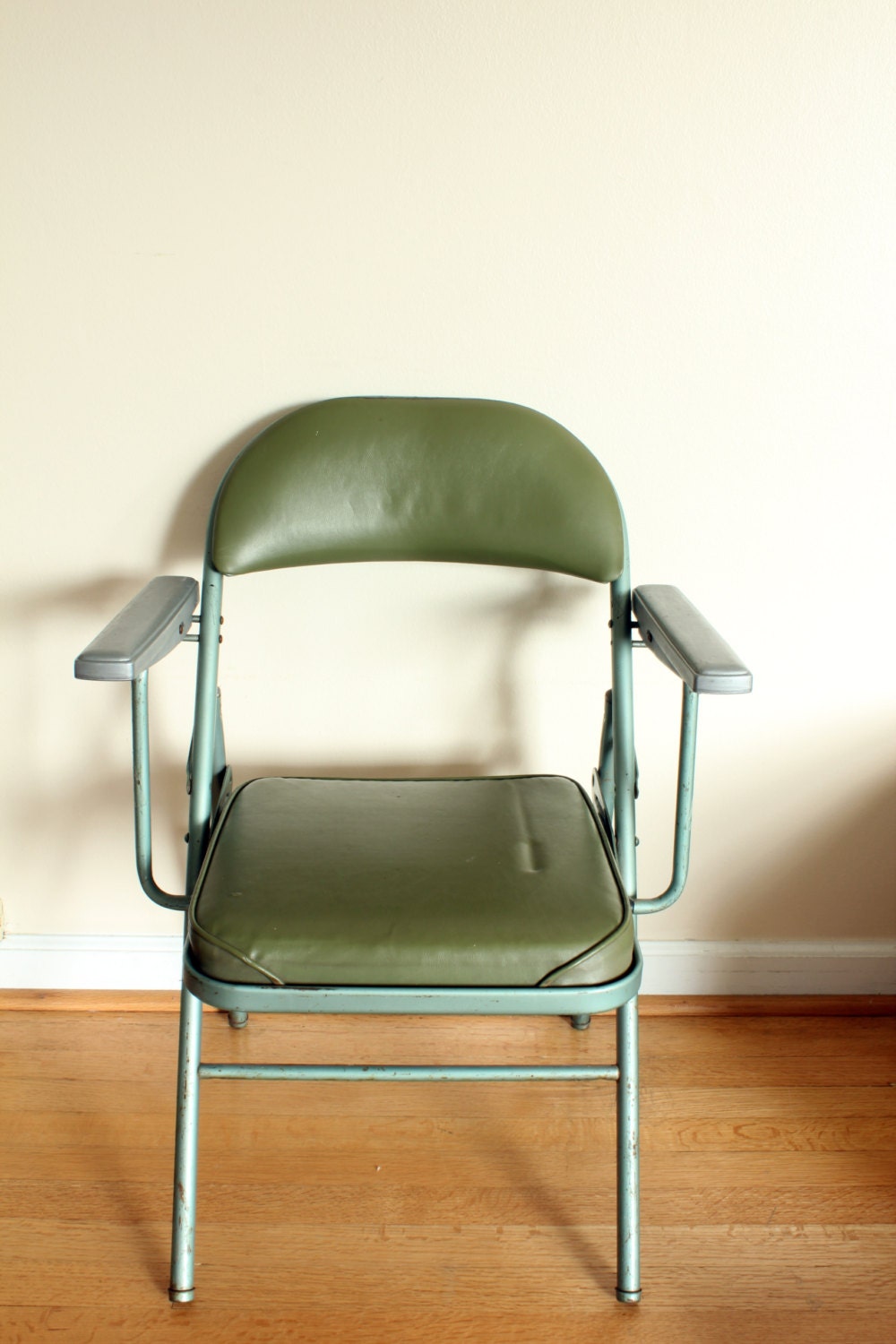 Vintage Industrial Folding Chair With Arm Rests by Poloron