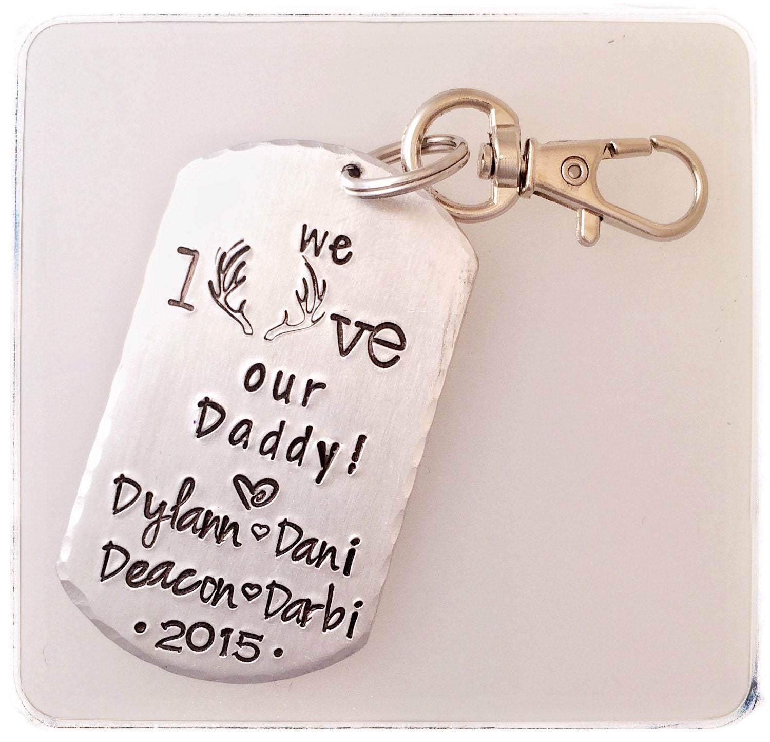 Personalized keychain for dad including children's names