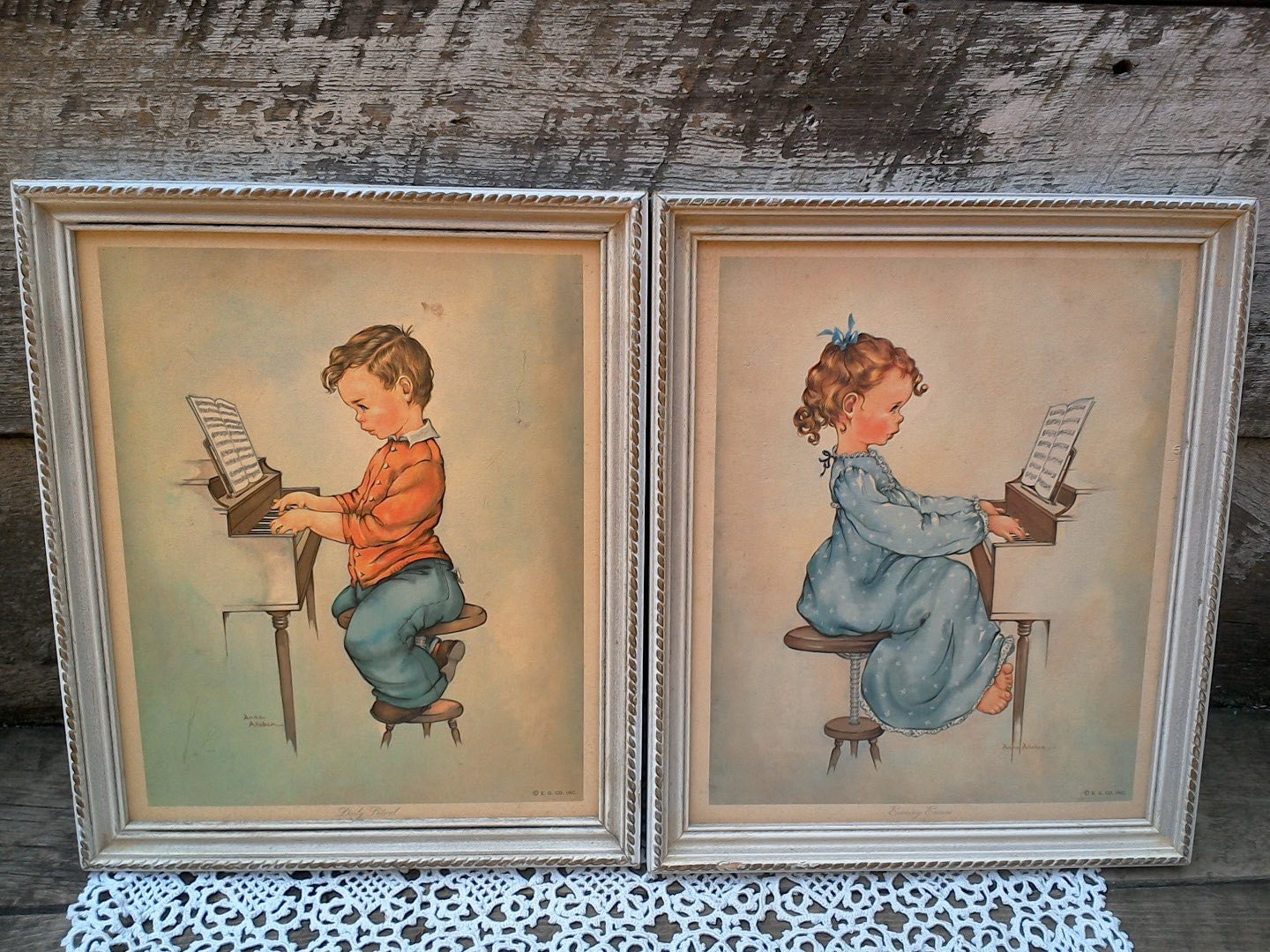 Pair of Framed Prints 10 x 12 Little Boy and by CottonCreekCottage