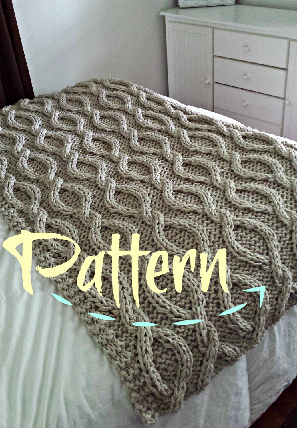 Infinity Cable Knit Blanket PATTERN by OzarksMomma on Etsy