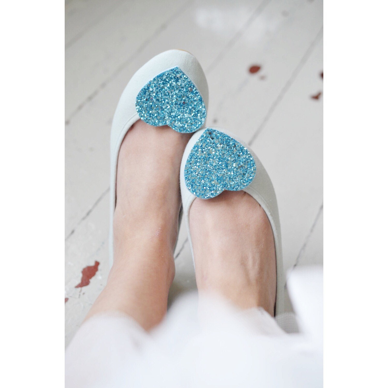 Aqua Shoe Clips glitter heart shoe clips turquoise shoe