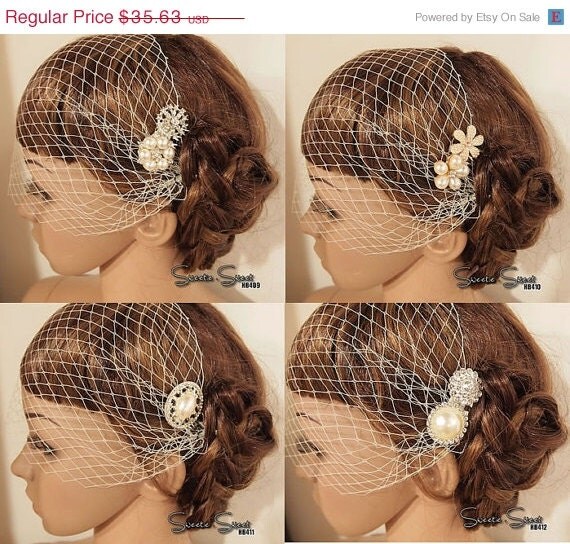 40 SALE Rhinestone Hair Comb Bridal Veil by