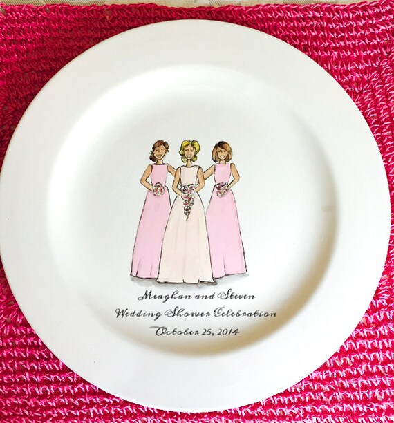Bridal Wedding shower Hand Painted Signature Plate Guest