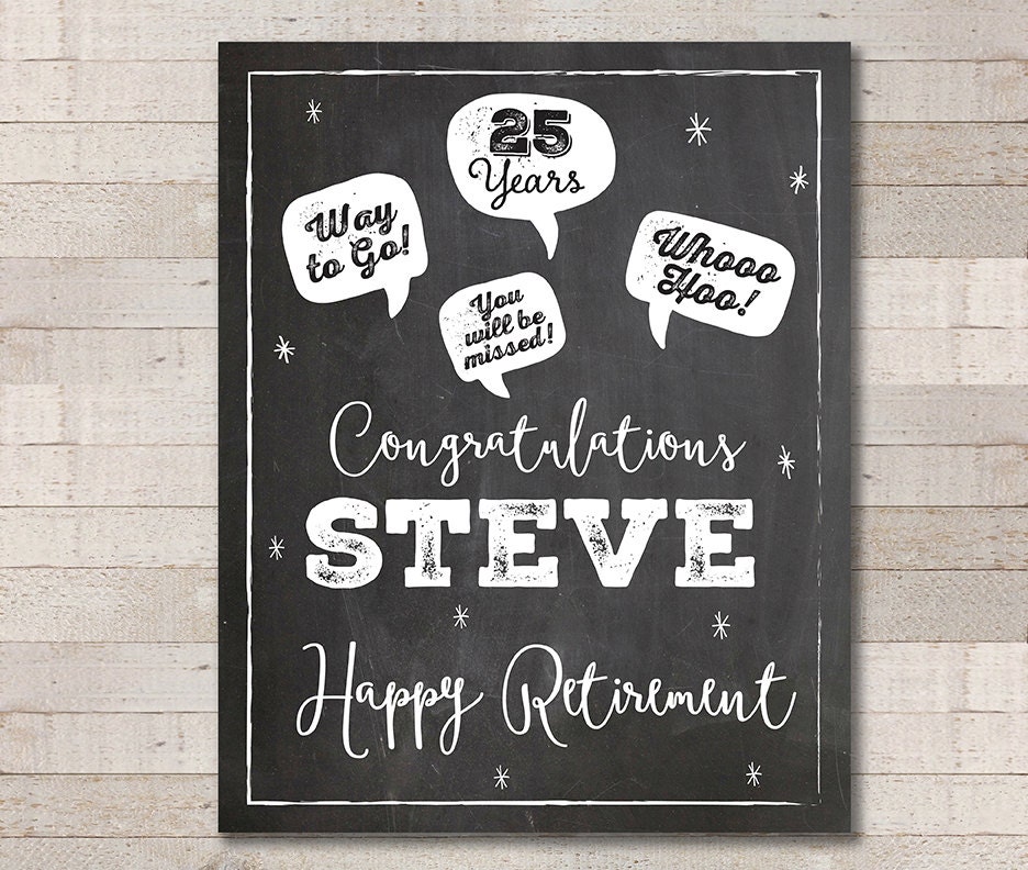 Retirement Art Personalized Chalkboard Art Printable 8x10