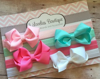 Baby Headband..4 Bow Headbands..Bows..Newborn Headband..Baby Girl Headband.Bow Headband..Baby Headband..Toddler Headband..Infant Headband