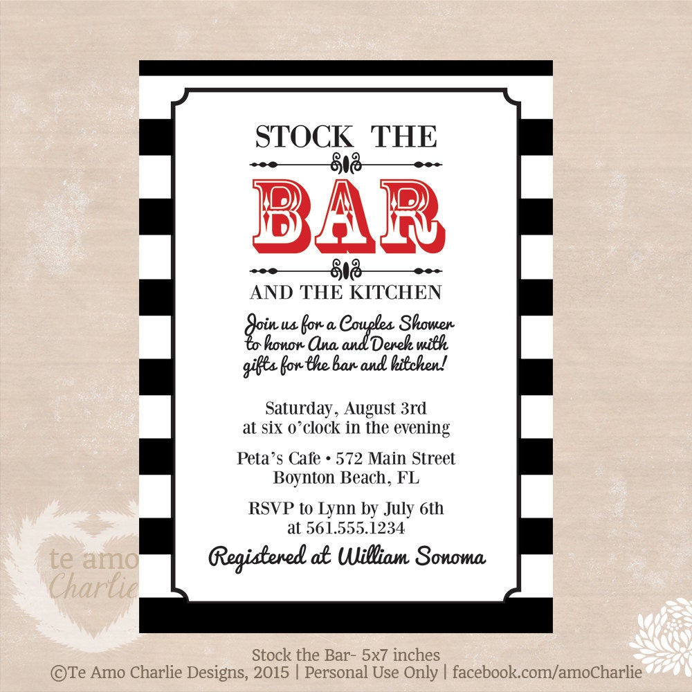 Stock The Bar Couples Shower Invitations 5