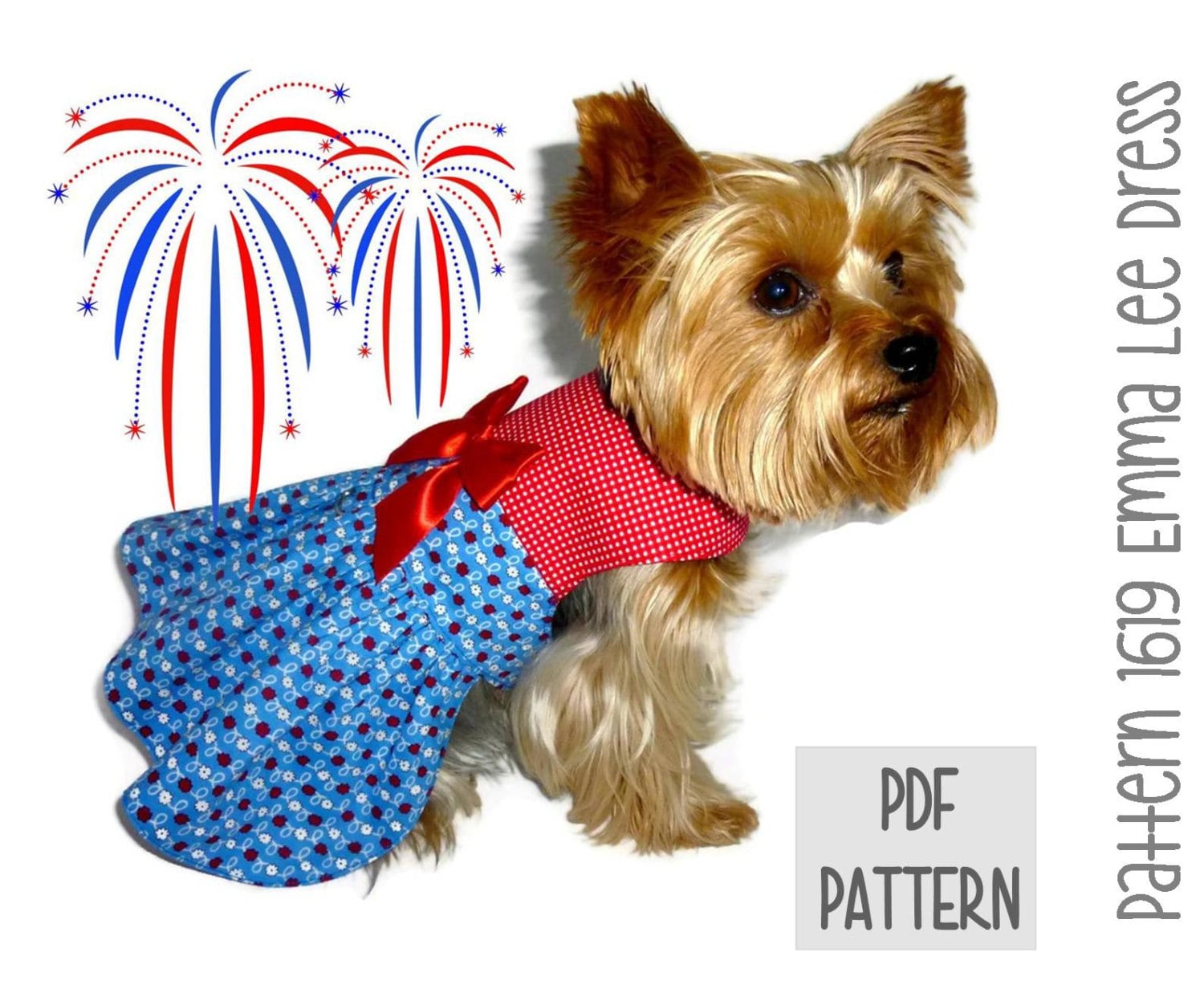Patriotic Dog Dress SEWING PATTERN 1619 Emma Lee Dog Dress