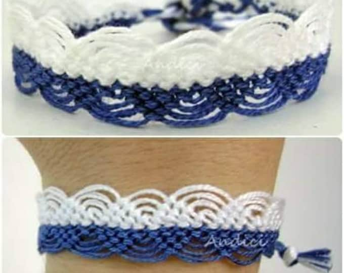 Friendship Bracelet, Macrame, Woven Bracelet, Wristband, Knotted Bracelet - Blue and White