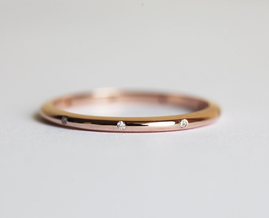 Thin wedding bands Matching gold wedding by WeddingRingsStore