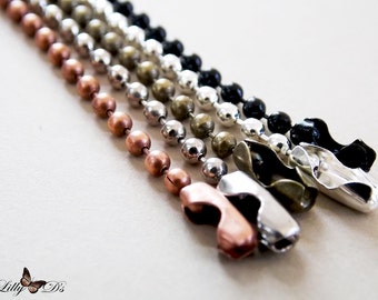 50 Ball Chain Necklaces - 5 Color Choices of Ball Chain Necklaces - 2.4mm - 24" inch or 30" inch - Connectors Included - Crafting Jewelry