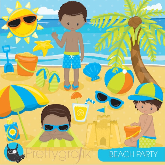 80% OFF SALE Beach party clipart commercial by ...