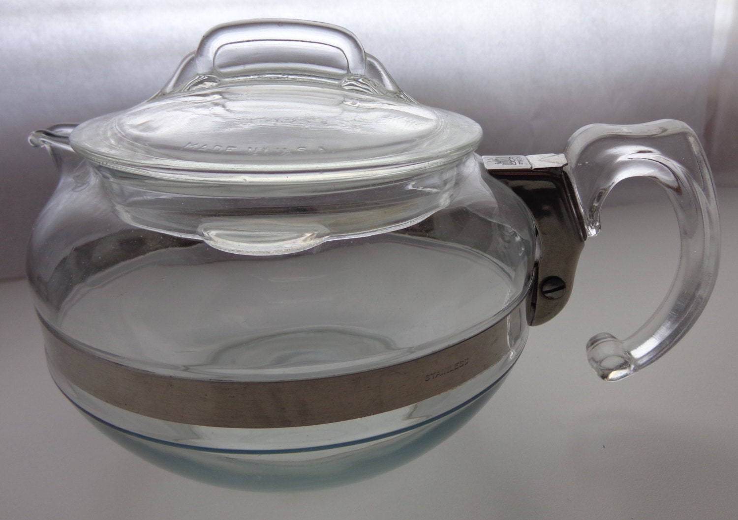 Vintage Pyrex Flameware Blue Tint Glass Teapot Tea Kettle