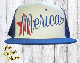 Fourth Of July Hat, Merica Snap Back, Merica Trucker Hat, America Hat, Merica Trucker Hat, Memorial Day Trucker Hat, Custom Trucker Hat