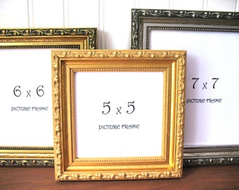 SQUARE FRAME Ornate Gilded Antique Gold & Silver Picture Instagram Photo Frame 3x3 4x4 5x5 6x6 7x7 8x8 9x9 Glass Hollywood Regency Decor