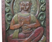 Beautiful Hand Carved Wall Panel Earth Touching Buddha Door India