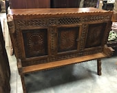 Antique Console Sideboard Indian Vintage Furniture Classic Vastu Chakra Hand Carved Chest