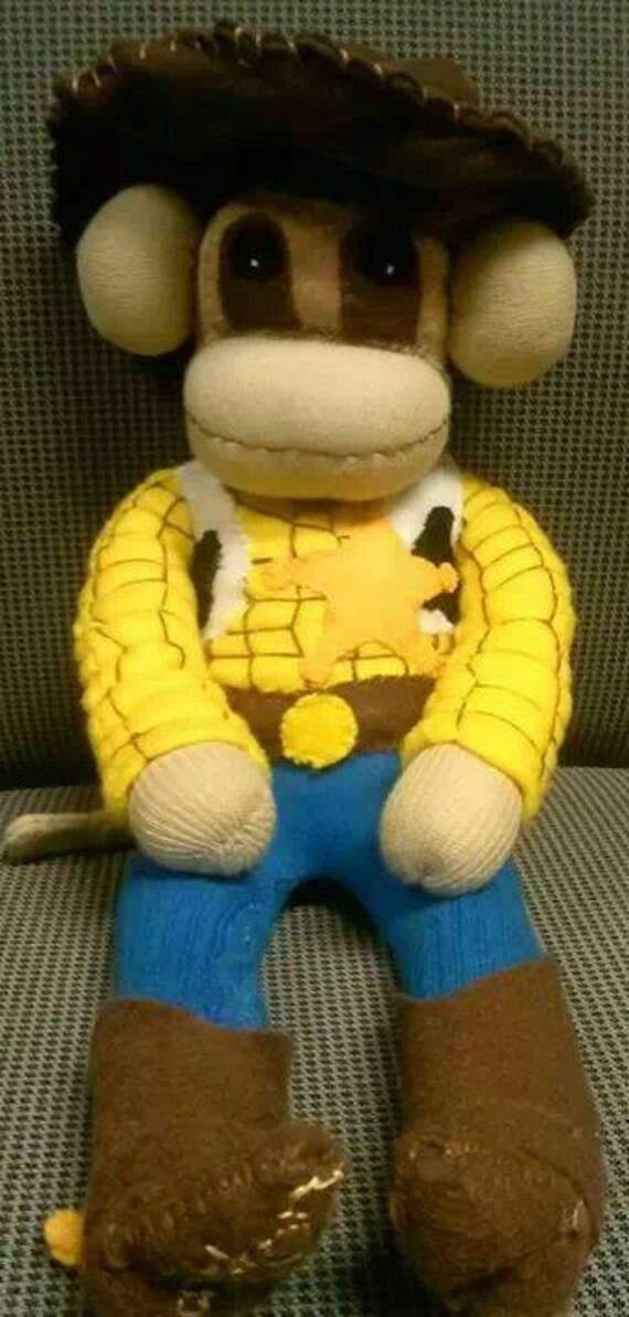 Items similar to Woody Toy Story Sock Monkey Handmade on Etsy