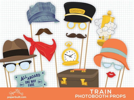 Train Party Photo Booth Props Photobooth Props by PaperBuiltShop