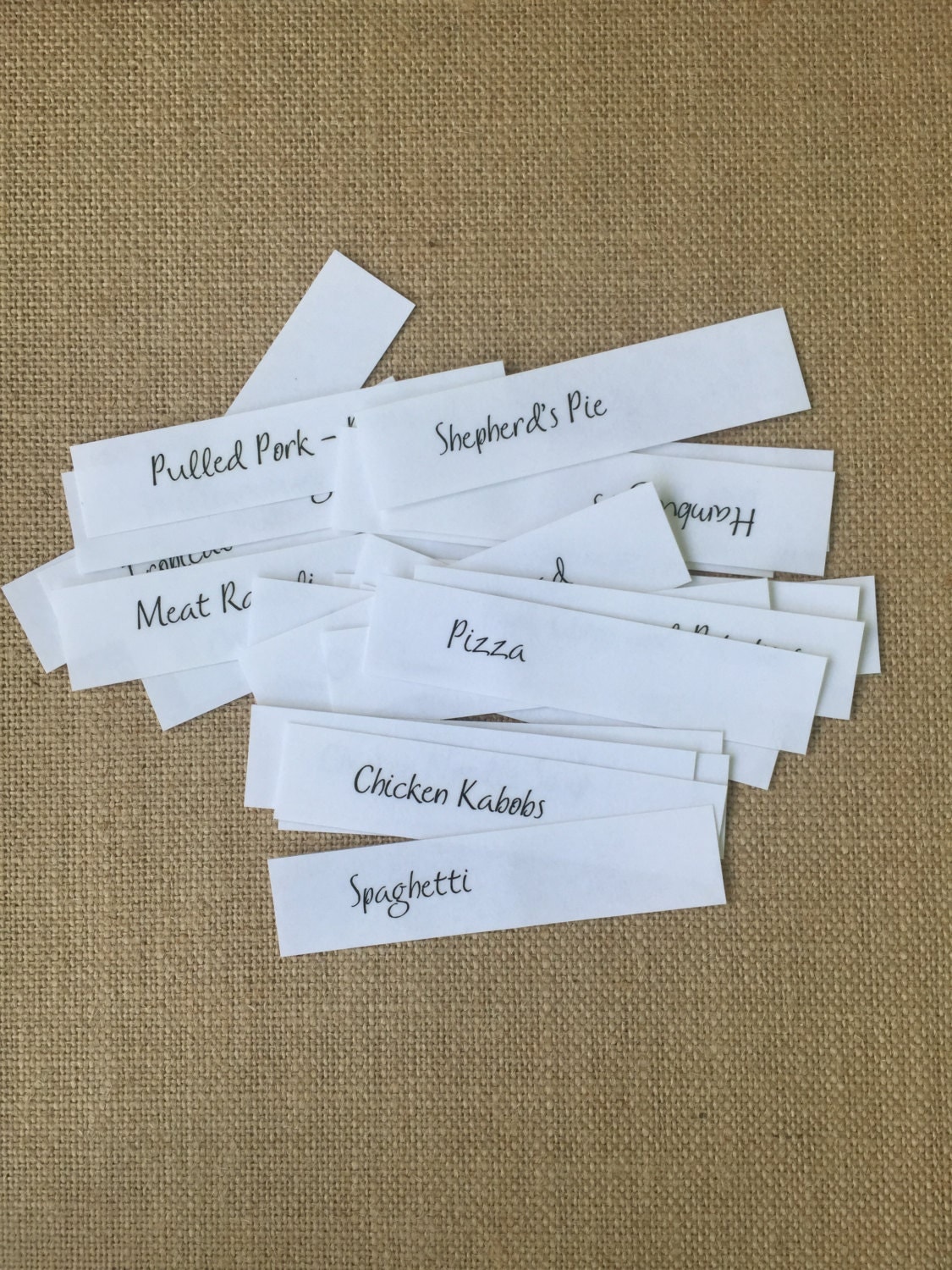Custom Laminated Meal Cards