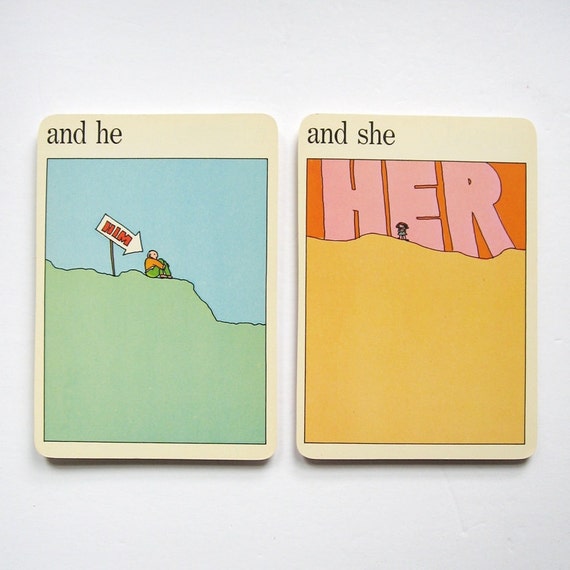 He and She Vintage MOMA Art Cards His & Hers Pastel Art