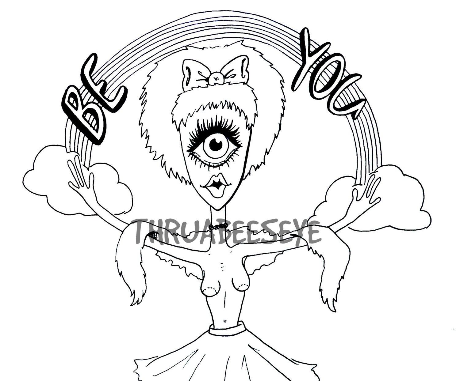 Be You Alien Girl Digital Line Work/ Coloring Page