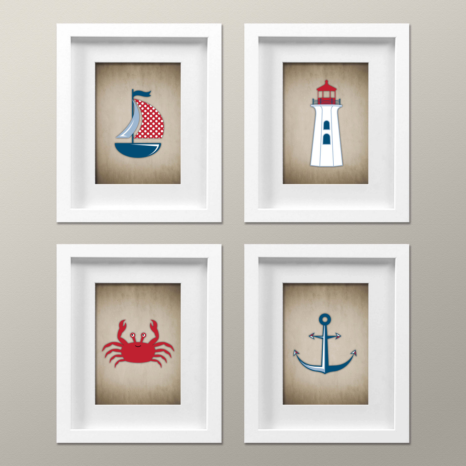 Nautical Wall Art 8x10 Digital Set of 4 Printable