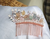 CLEARANCE - Fluorite, Quartz and Agate Blossom Hair Comb