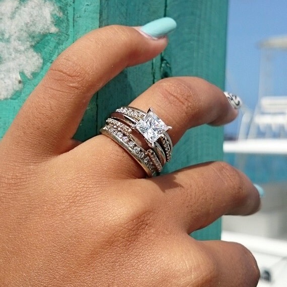 Classic Cathedral Wedding Band Guard Sterling by TwoBirchJewelers