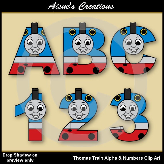 Download Números y letras del alfabeto tren Thomas Clip arte gráfica