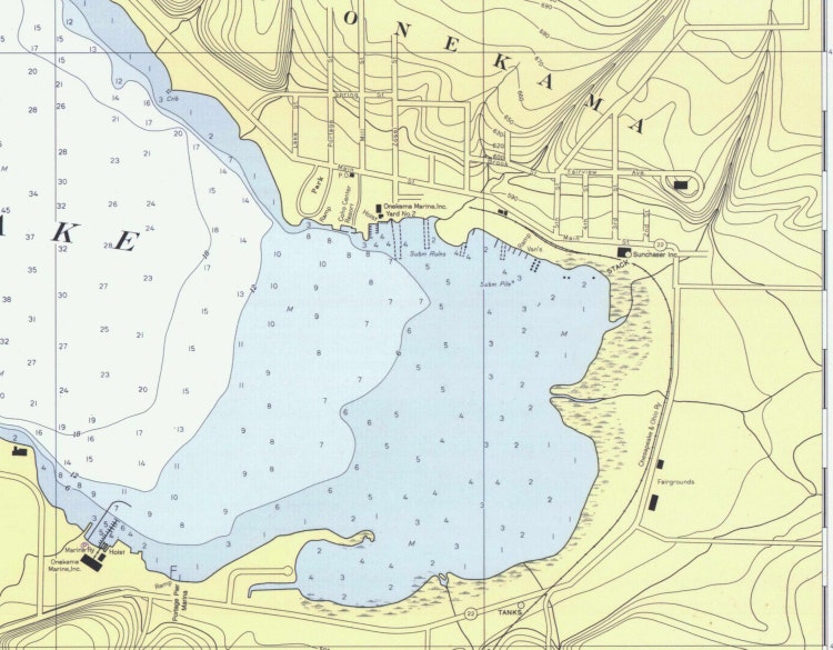 Portage Lake 1975 Lake Michigan Michigan Nautical Map by Oldmap
