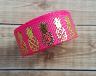 5/8 inch PASSION FRUIT PINEAPPLE grosgrain ribbon