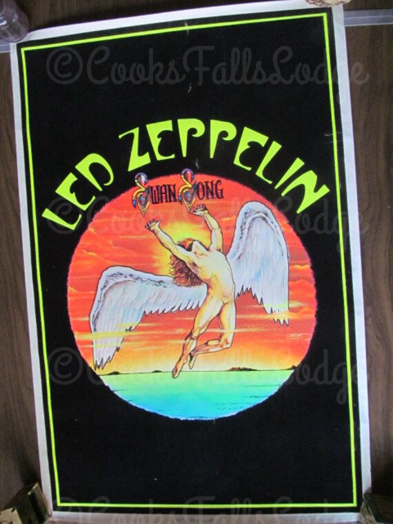 Led Zeppelin Poster VERY RARE Black Light was produced with