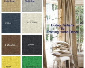 1 Pair Burlap Curtains for Bedrooms, Kitchens, Living rooms, Kids, and Nurseries New Shop special