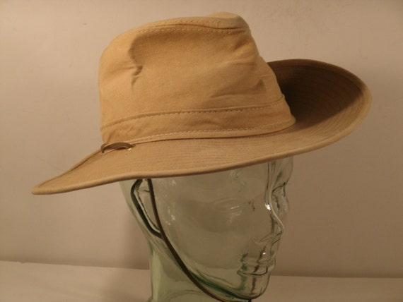 Canvas Safari Bush Hat Khaki Tan Brushed Cotton Metal Snap Pin